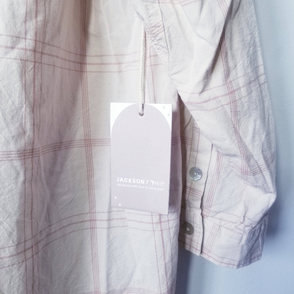 Jackson Rowe Cream Plaid Long Sleeve Shirt Dress - Picture 6 of 7